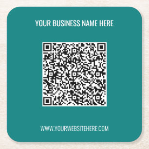 Benutzerdefinierter QR-Code Text Ihr Business Pape Rechteckiger Pappuntersetzer