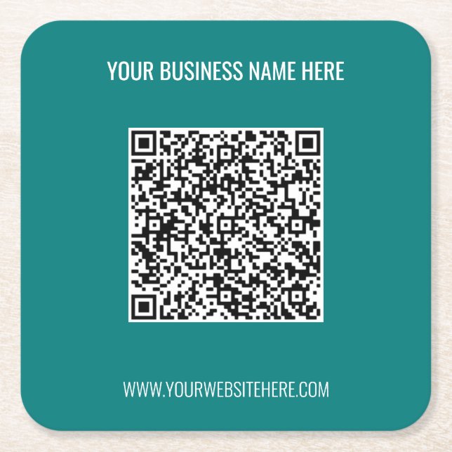 Benutzerdefinierter QR-Code Text Ihr Business Pape Rechteckiger Pappuntersetzer (Vorderseite)