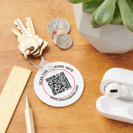 Benutzerdefinierter QR-Code Text Moderner White Bu Schlüsselanhänger