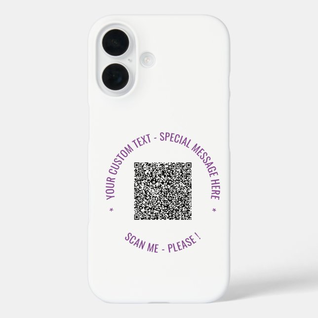 Benutzerdefinierter QR-Code-Text und Personalisier iPhone 16 Hülle (Rückseite)