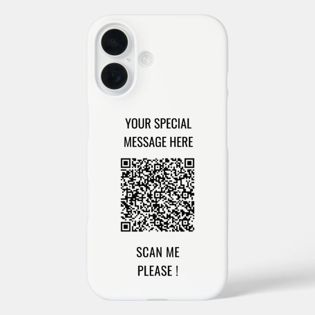 Benutzerdefinierter QR-Code-Text und Personalisier iPhone 16 Hülle (Rückseite)