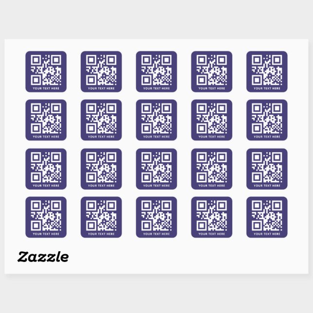 Benutzerdefinierter QR-Code und dunkelblaue Werbea Quadratischer Aufkleber (Blatt)