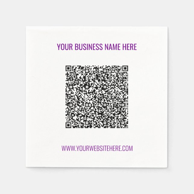 Benutzerdefinierter QR-Code und Name Website-Napki Serviette (Vorderseite)