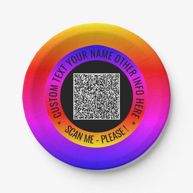 Benutzerdefinierter QR-Code und Text für Ihre Part Pappteller (Vorderseite)