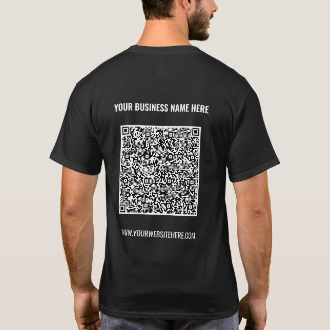 Benutzerdefinierter QR-Code und Text Ihres Busines T-Shirt (Rückseite)