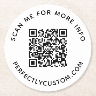 Benutzerdefinierter QR-Code Weitere Informationen  Runder Pappuntersetzer