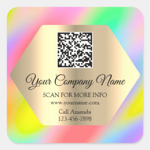 Benutzerdefinierter QR-Code Werbeaktion Ombre Holo Quadratischer Aufkleber