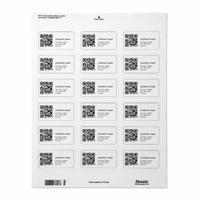 Benutzerdefinierter QS-Code, einfache weiße Geschä Adressaufkleber (Vorne)