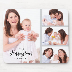 Benutzerdefinierter Rahmen für 4 Familienfotos im  Mousepad