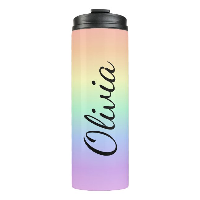 Benutzerdefinierter Rainbow-Tumbler mit Namen Thermosbecher (Vorderseite)