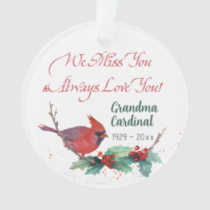 Benutzerdefinierter Red-Kardinal-Memoryhalt Ornament