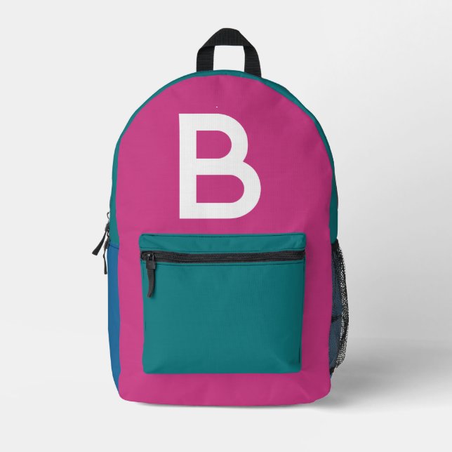 Benutzerdefinierter Retro-Farbenblock Initialien-R Bedruckter Rucksack (Vorderseite)