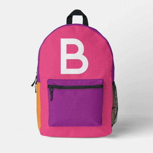 Benutzerdefinierter Retro-Farbenblock Initialien-R Bedruckter Rucksack (Vorderseite)