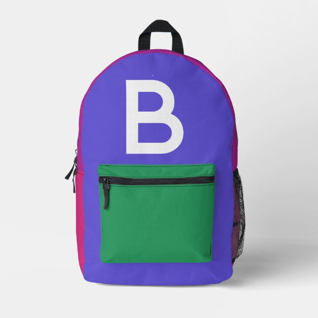 Benutzerdefinierter Retro-Farbenblock Initialien-R Bedruckter Rucksack (Vorderseite)