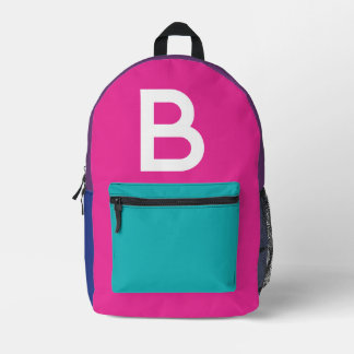 Benutzerdefinierter Retro-Farbenblock Initialien R Bedruckter Rucksack