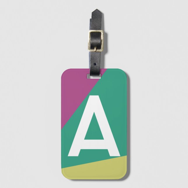 Benutzerdefinierter Retro-Farbenblock-Monogramm Gepäckanhänger (Vorderseite Vertikal)