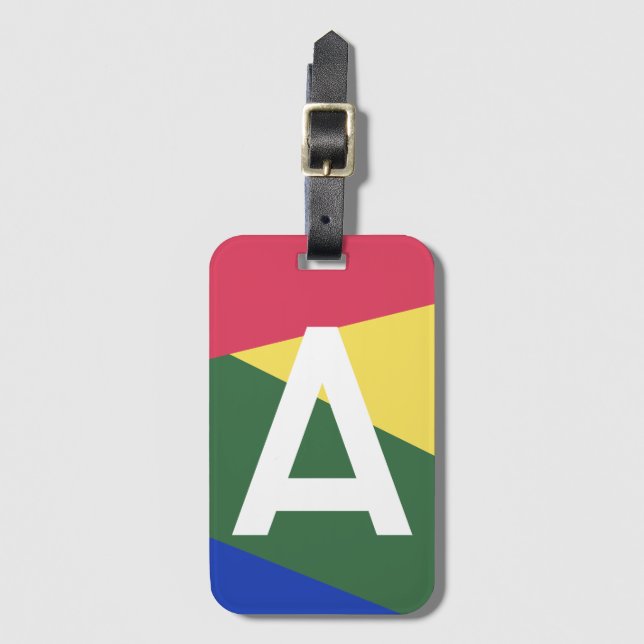 Benutzerdefinierter Retro-Farbenblock-Monogramm Gepäckanhänger (Vorderseite Vertikal)