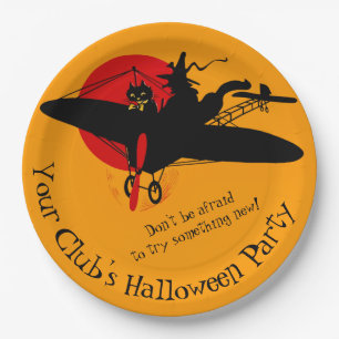Benutzerdefinierter Retro-Flying Hexen-Halloween-P Pappteller