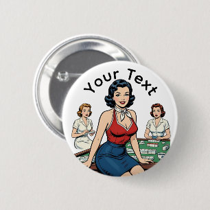 Benutzerdefinierter Retro-Mahjong-Text Geschenk zu Button