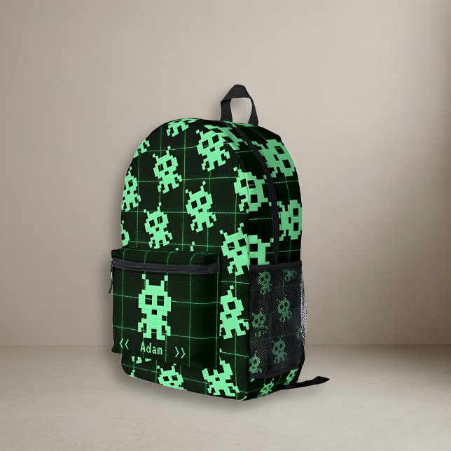 Benutzerdefinierter Retro-Pixel-Alien-Backpack Bedruckter Rucksack (Von Creator hochgeladen)