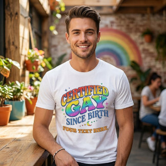 Benutzerdefinierter Retro-Regenbogen Zertifiziert  T-Shirt