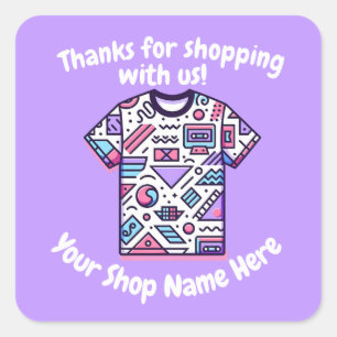 Benutzerdefinierter Retro-T-Shirt POD-Verkäufer fü Quadratischer Aufkleber