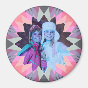 Benutzerdefinierter rosa grauer Weihnachtsstern-Fo Magnet