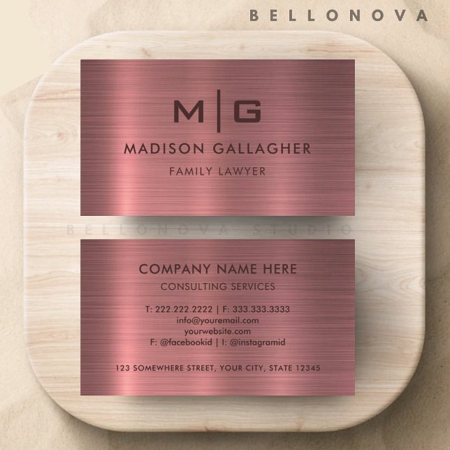 Benutzerdefinierter rosa Lila Metallstil Beruflich Visitenkarte (Custom Pink Purple Metal Style Professional Business Card)