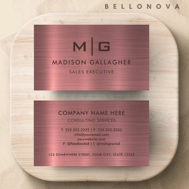 Benutzerdefinierter rosa Lila Metallstil Beruflich Visitenkarte (Custom Pink Purple Metal Style Professional Business Card)