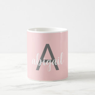 Benutzerdefinierter rosa Motion Monogram Name Kaffeetasse
