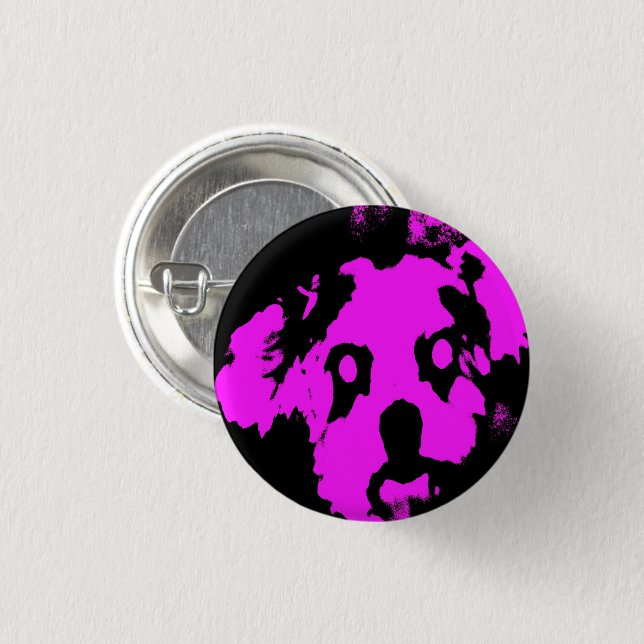 Benutzerdefinierter rosa schwarzer Hund Kleiner Ro Button (Vorne & Hinten)