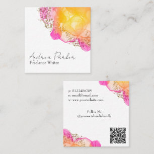 Benutzerdefinierter rosa Tinte Einfache moderne QR Quadratische Visitenkarte