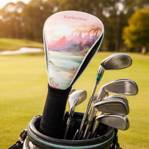 Benutzerdefinierter Rosa Tropischer Strand Name Golf Headcover