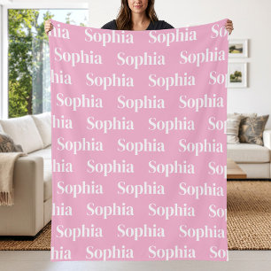 Benutzerdefinierter rosa wiederholender Name Fleecedecke