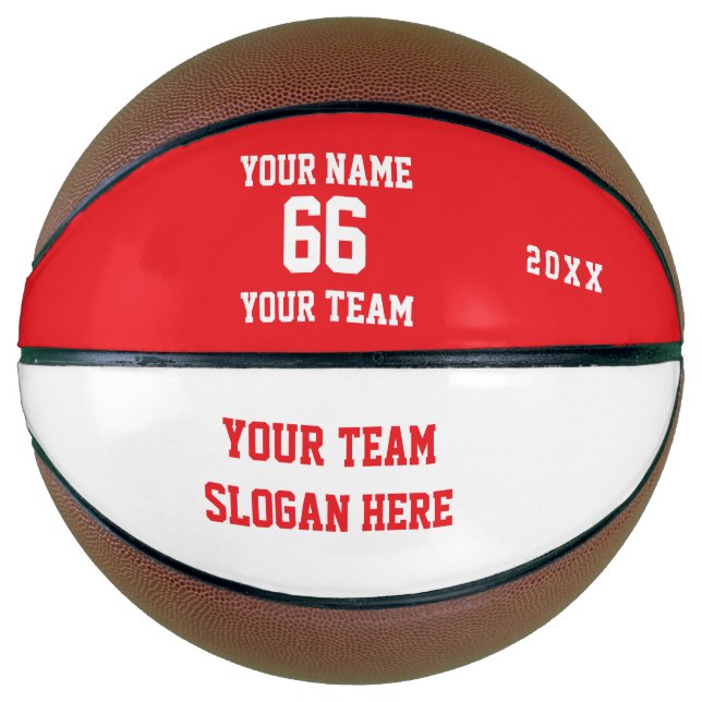 Benutzerdefinierter roter Basketball mit Name, Num (Vorderseite)