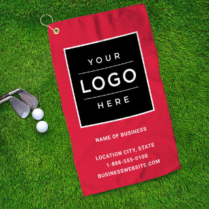 Benutzerdefinierter roter Geschäftsname und Logo Golfhandtuch