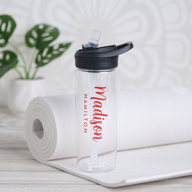 Benutzerdefinierter roter Skriptname Trinkflasche (Yoga)