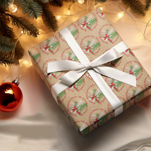 Benutzerdefinierter roter weißer Candy Cane grüner Geschenkpapier