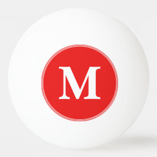 Benutzerdefinierter roter weißer monogrammierter T Tischtennisball