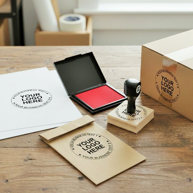 Benutzerdefinierter runder Logo-Stempel. Moderne G Gummistempel (Custom Handmade Your Business Logo Rubber Stamp)