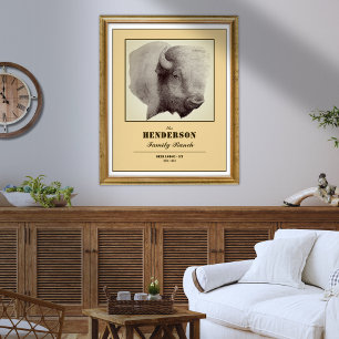 Benutzerdefinierter Rustikaler Büffel Familienname Poster