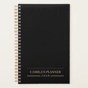 Benutzerdefinierter Samt-Schwarz-Minimal-Kalender Planer
