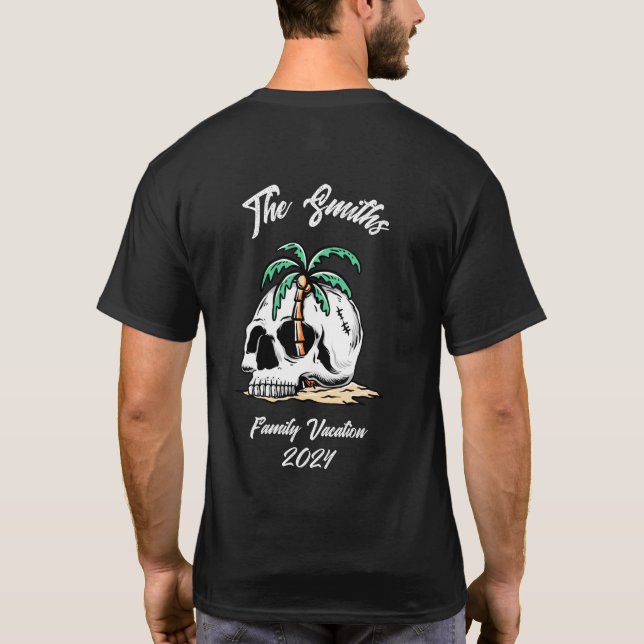 Benutzerdefinierter Schädel und Palmenbaum T-Shirt (Rückseite)