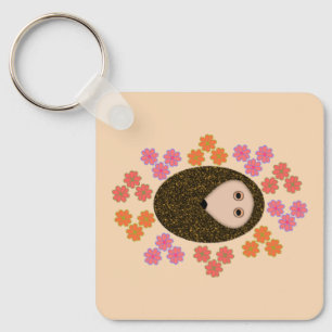 Benutzerdefinierter schlanker Igel und Blume Schlüsselanhänger