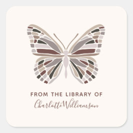 Benutzerdefinierter Schmetterling aus der Biblioth Quadratischer Aufkleber