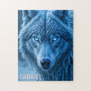 Benutzerdefinierter Schneewolf, leuchtende blaue A