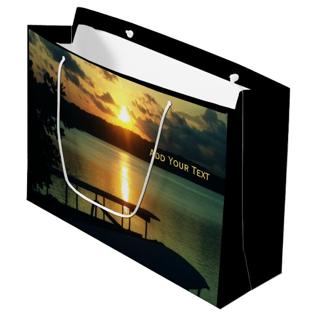 Benutzerdefinierter schöner Sonnenuntergang im Bal Große Geschenktüte (Vorderseite Schrägansicht)