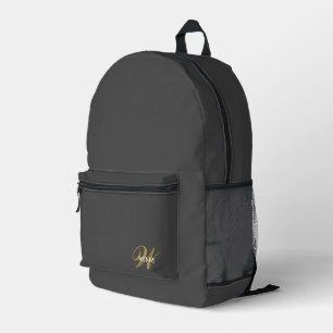 Benutzerdefinierter Schwarz-Grau-Initial-Monogramm Bedruckter Rucksack
