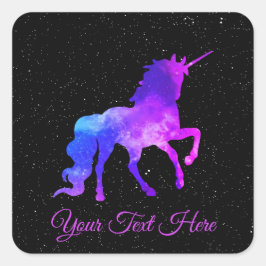 Benutzerdefinierter Schwarz/Lila Galaxie Einhornbe Quadratischer Aufkleber