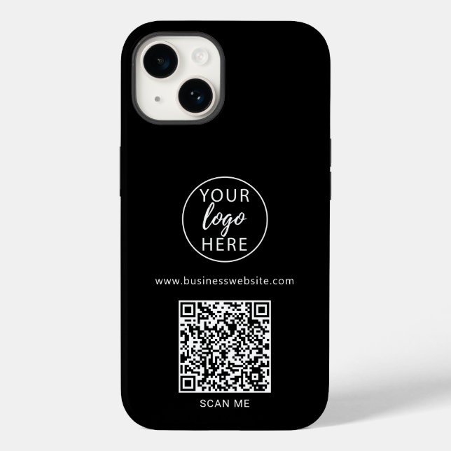 Benutzerdefinierter schwarzer Business-QR-Code Case-Mate iPhone 14 Hülle (Rückseite)